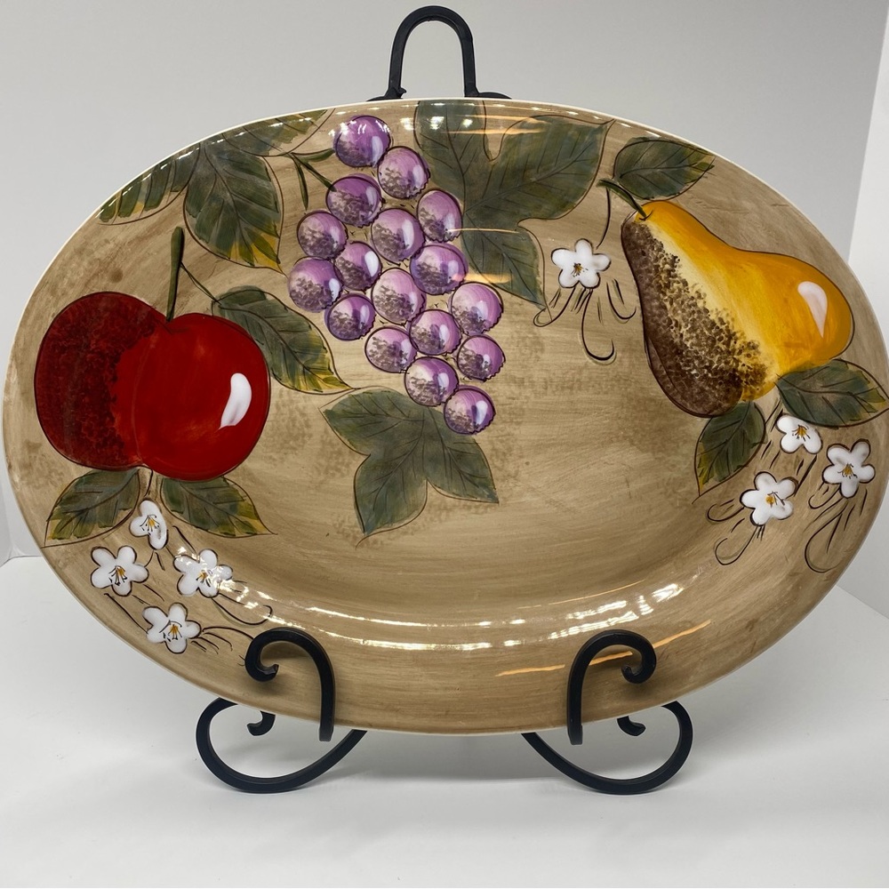 Fruit Design Oval Ceramic Platter